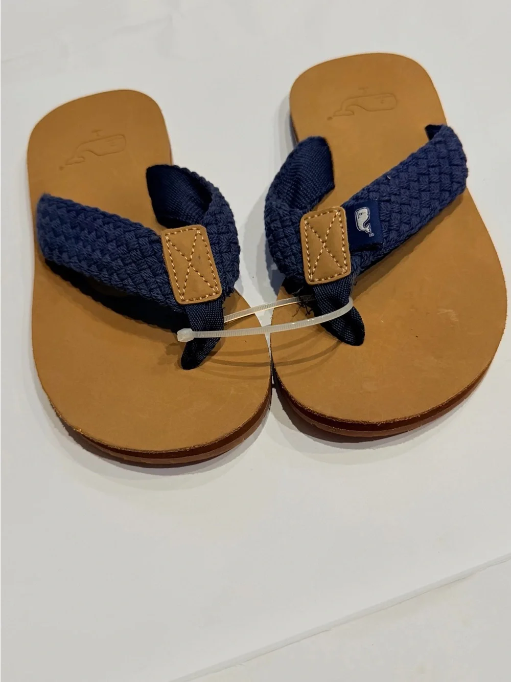 Vineyard Vines Kids Navy Braided Strap Flip Flops